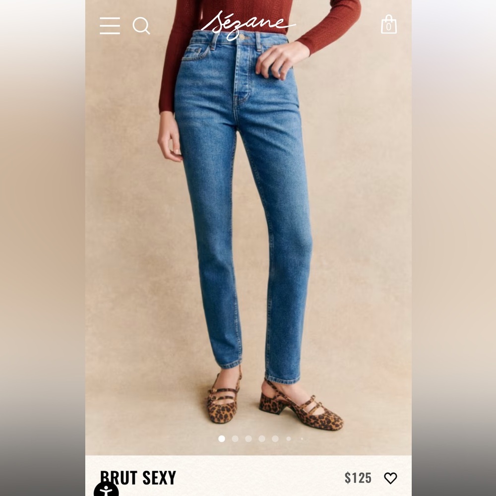 Sézane High Rise Straight Jeans in Blue